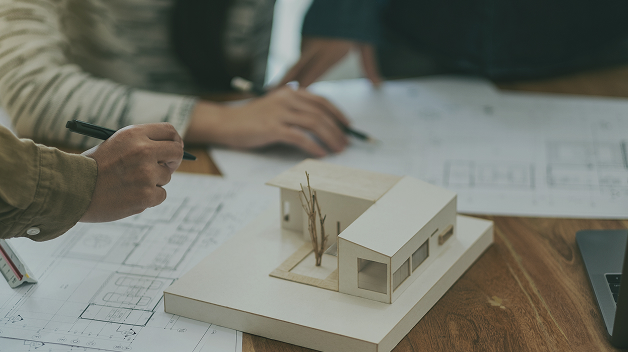 an architect working and discussing about an archi